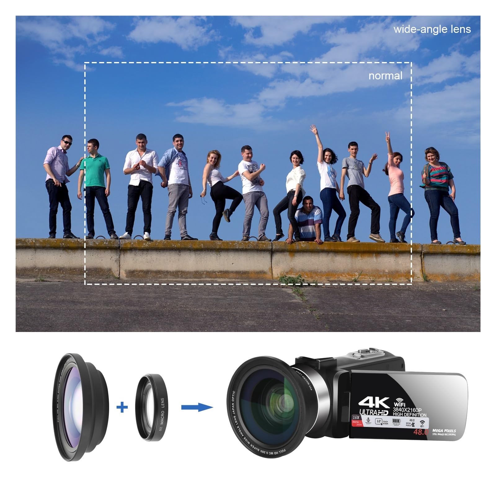 4K UHD Vlogging Camera with WiFi Live Streaming - Portable Digital Camcorder for YouTube & Outdoor Videos (Includes 32GB SD Card & Tripod) - Perfect for Travel Vlogging, Live Streaming, and Content Creation