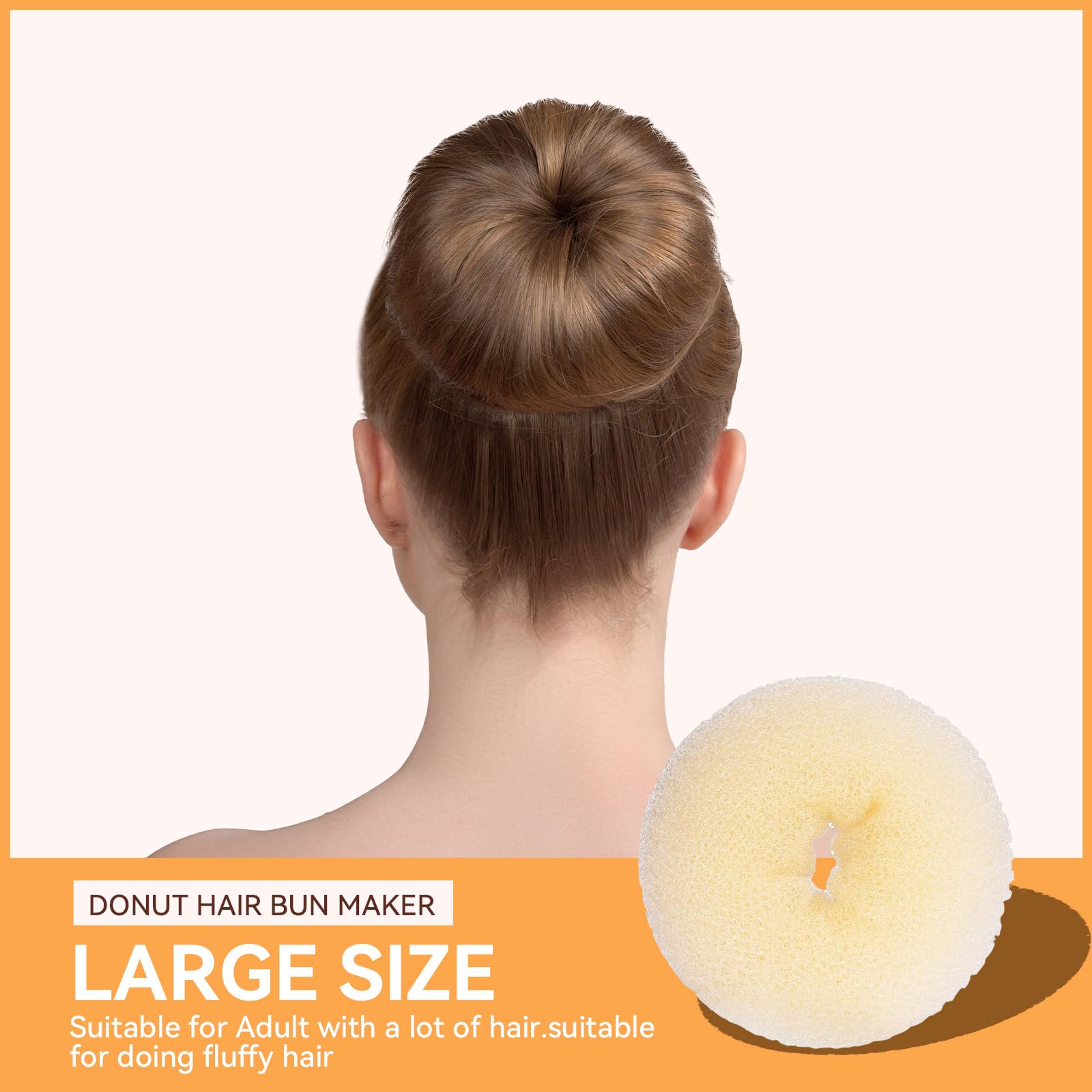 YaFex 3-Piece Hair Bun Maker Set (Small, Medium, Large) with 6 Hair Elastics & 1 Bag Hairpins - Blonde Nylon Hair Donut for Quick Updos, Ponytails, and Ballet Hairstyles