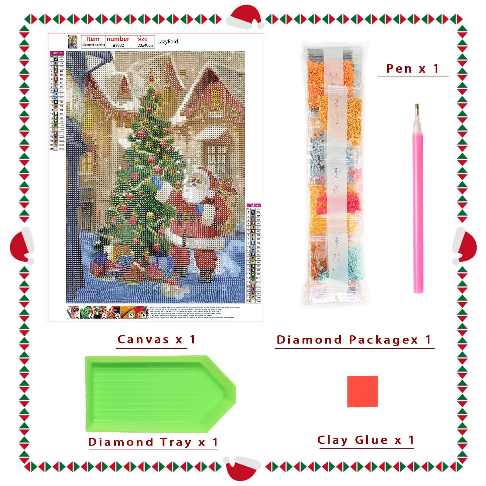 5D DIY Diamond Painting Kits for Adults - Christmas Santa Claus Diamond Art, 12x16 Inch Home Wall Decor, Perfect Holiday Craft Gift for Family & Friends | Great for Relaxation, Stress Relief & Creative Home Decoration