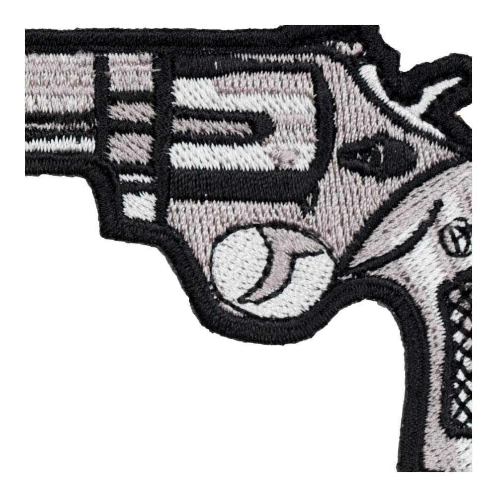 Black Revolver Gun Left Patch - Tactical Embroidered Badge for Jackets, Vests & Hats | Military, Police & Outdoor Enthusiast Accessories
