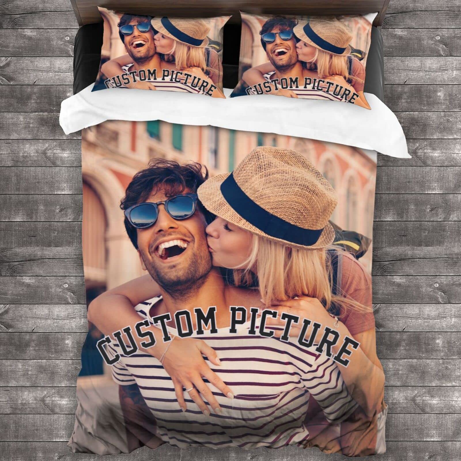 3 Pcs Custom Duvet Cover Set with 3D Photo Printing - Personalized Bedding Sets for Queen/King Size - Unique Home Decor Gift for Bedroom, Dorm, Wedding & Housewarming - Soft & Breathable Comforter Set for All Seasons