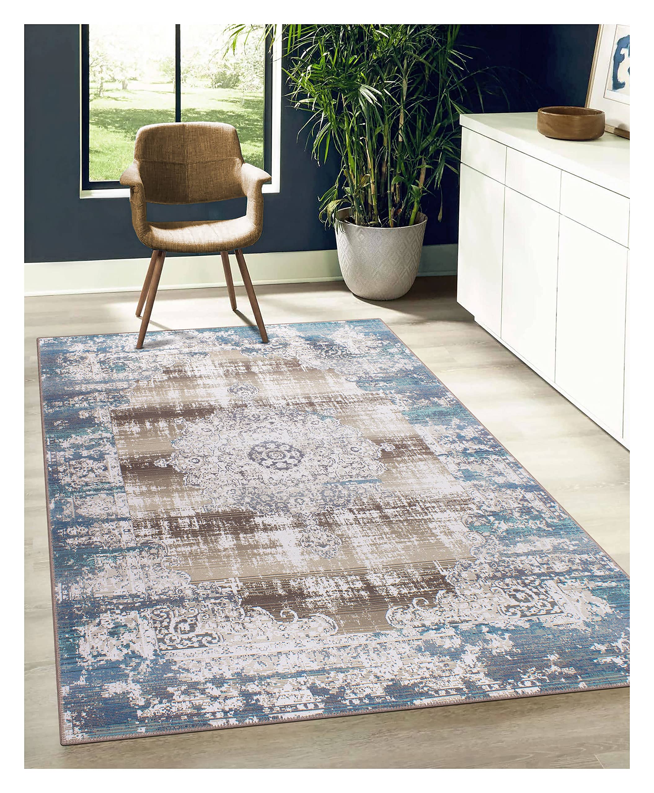 GLN Rugs Vintage Collection - Machine Washable Non-Slip Area Rug 7'10