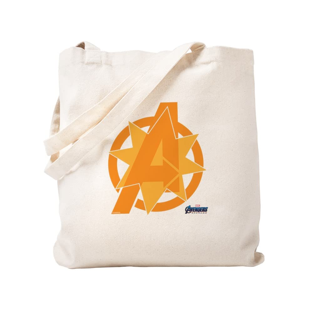 Avengers Endgame Orange Logo Tote Bag - Natural Canvas Reusable Shopping Bag for Groceries, Beach & Daily Use | Marvel Superhero Gift