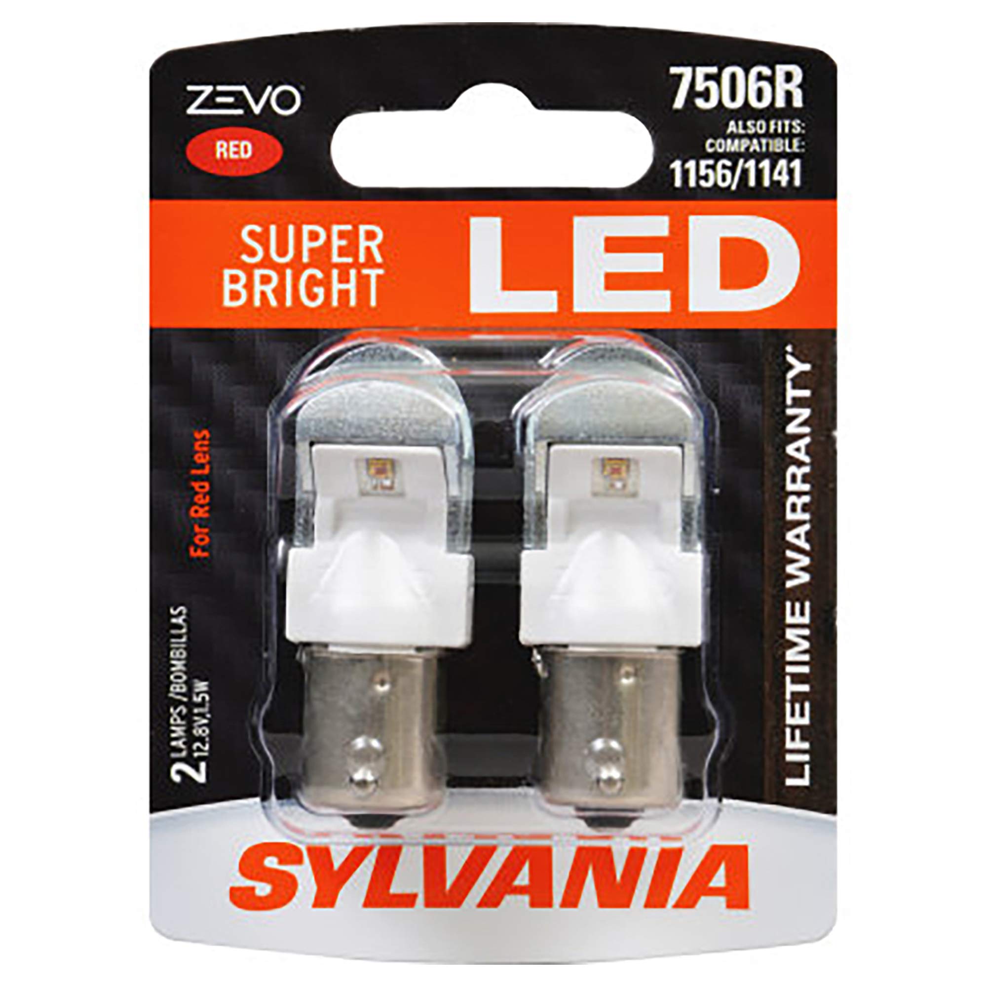 SYLVANIA 7506 ZEVO LED Red Bulb - Bright Stop/Tail Lights (2-Pack) for Cars & Trucks