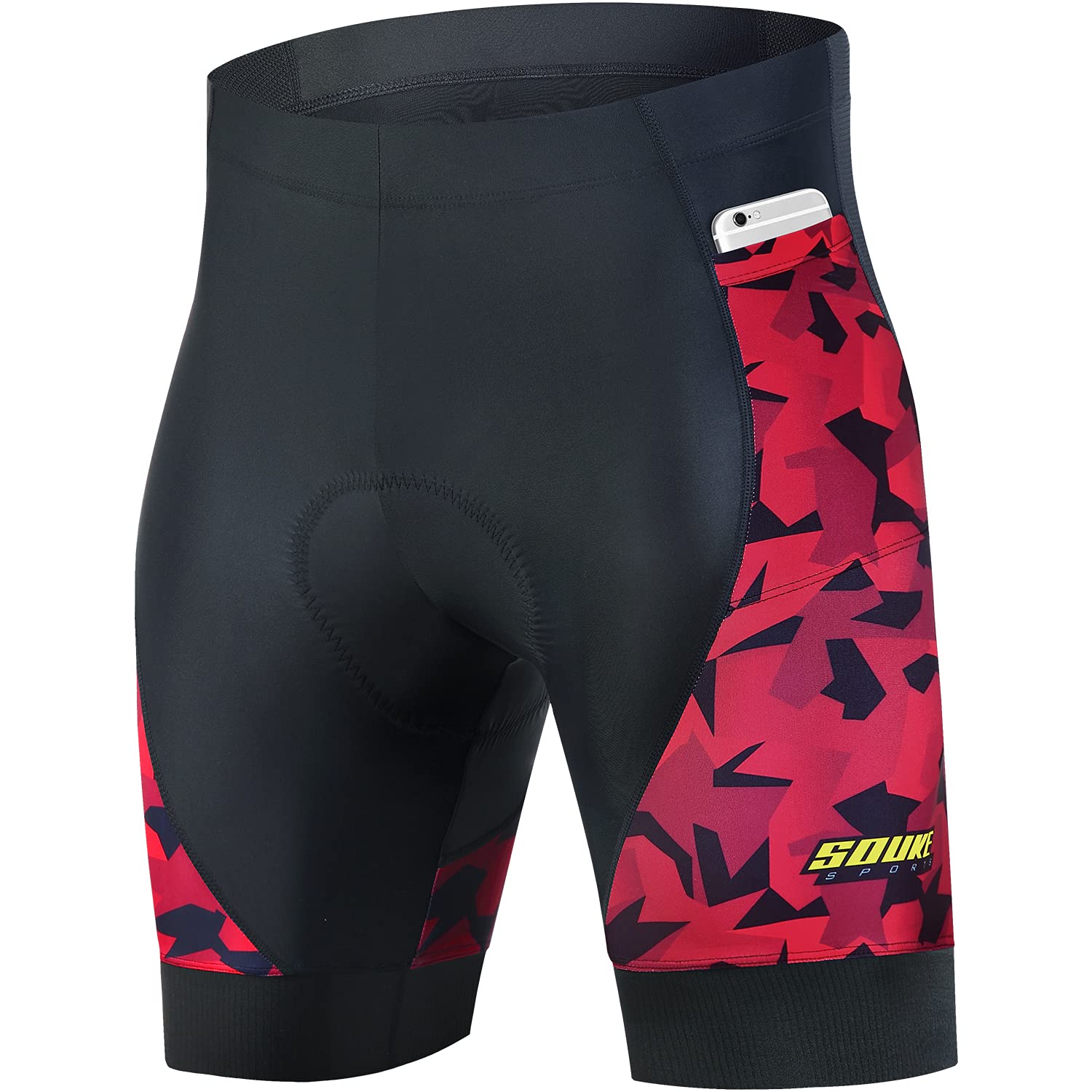 Souke Men's Padded Cycling Shorts - Comfortable Road Bike Shorts with Pockets for Biking, Training & Outdoor Sports | Perfect for Long Rides, Commuting & Gym Workouts