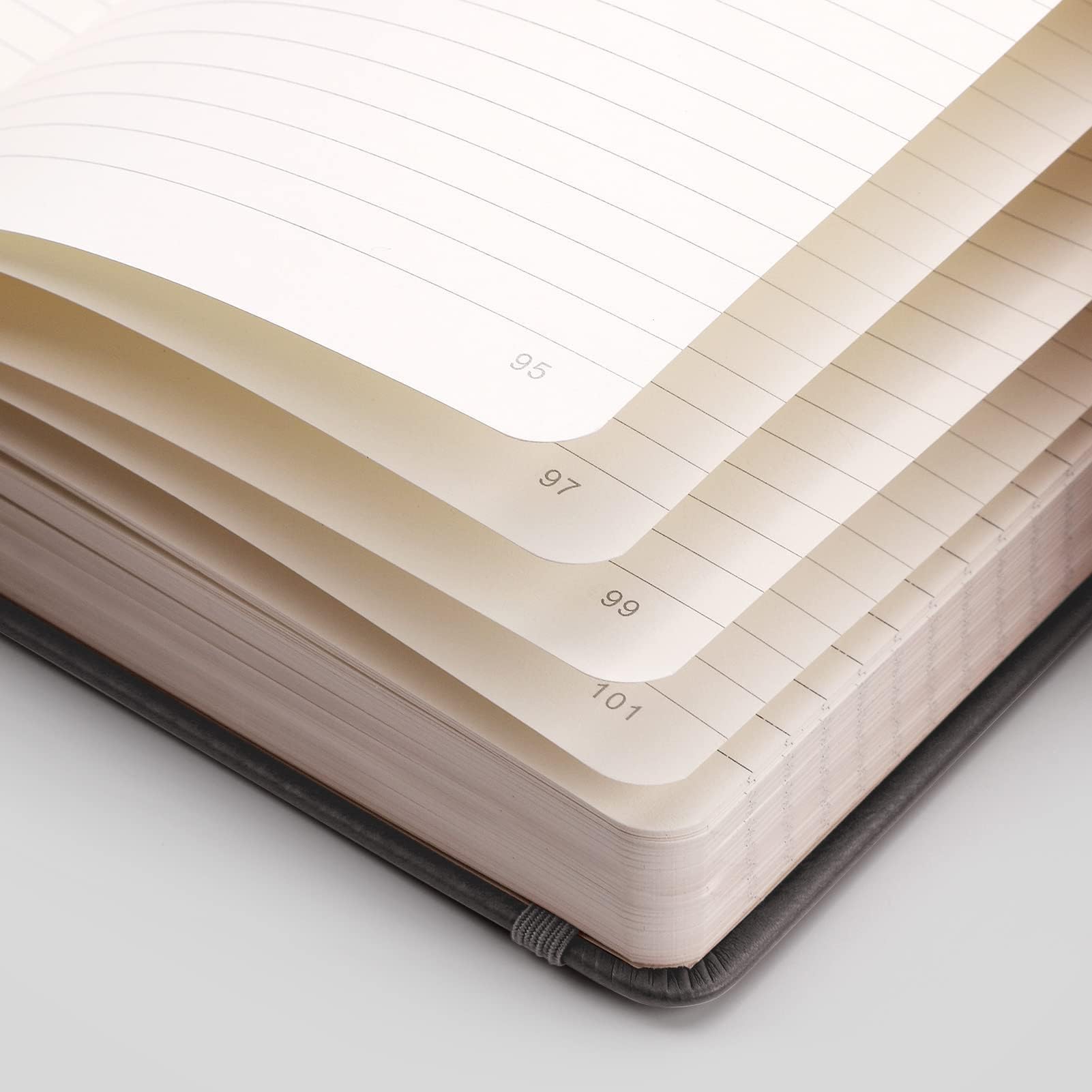 EMSHOI Premium Lined Journal Notebook - 120gsm Thick Leather Hardcover, 256 Numbered Pages A5 (5.75