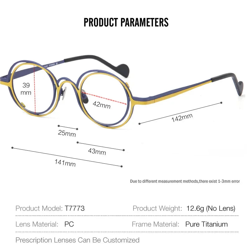 Aror Unisex Full Rim Oval Round Titanium Eyeglasses Frame 47773 - Lightweight Durable Glasses for Work, Reading & Fashion