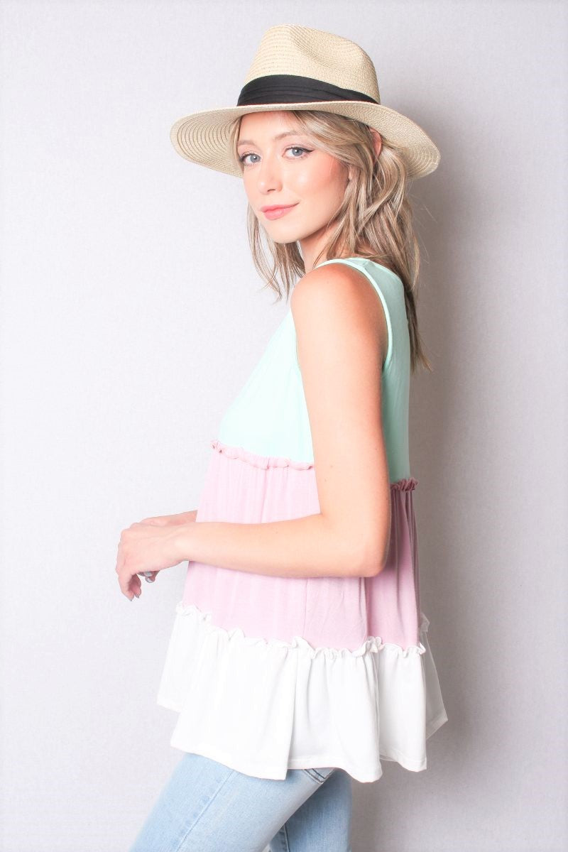 Gianna Ruffled Tank Top for Women - 100% Made in USA | Soft & Comfortable Summer Blouse for Casual Wear, Beach Outfits, and Layering