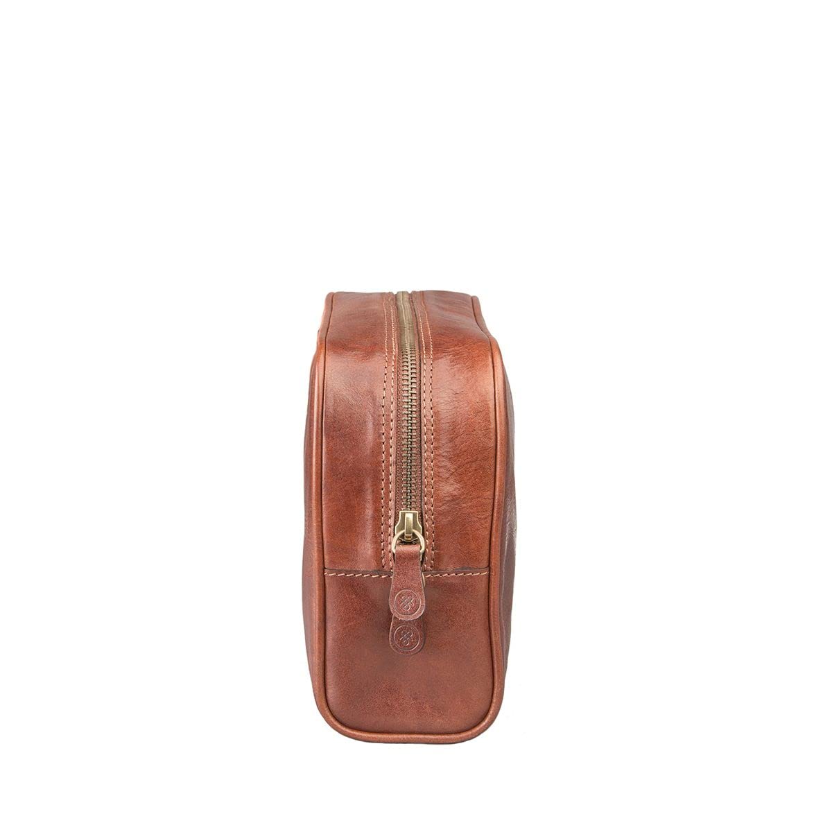 Maxwell Scott Premium Leather Toiletry Bag for Men - Handcrafted Italian Leather Dopp Kit - Raffaelle Chestnut Tan - Perfect for Travel, Gym & Grooming Essentials