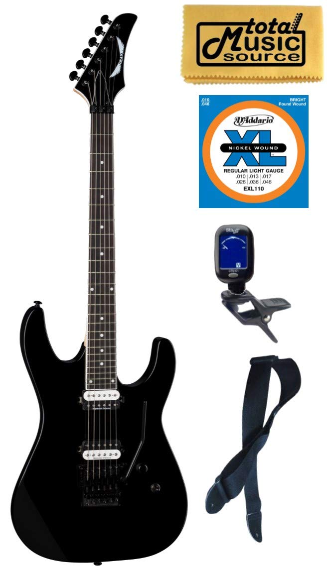 Dean Modern 24 Select Floyd Electric Guitar - Classic Black Finish with Rosewood Fingerboard | Perfect for Rock, Metal & Stage Performances | Includes Gig Bag, Strap & Picks