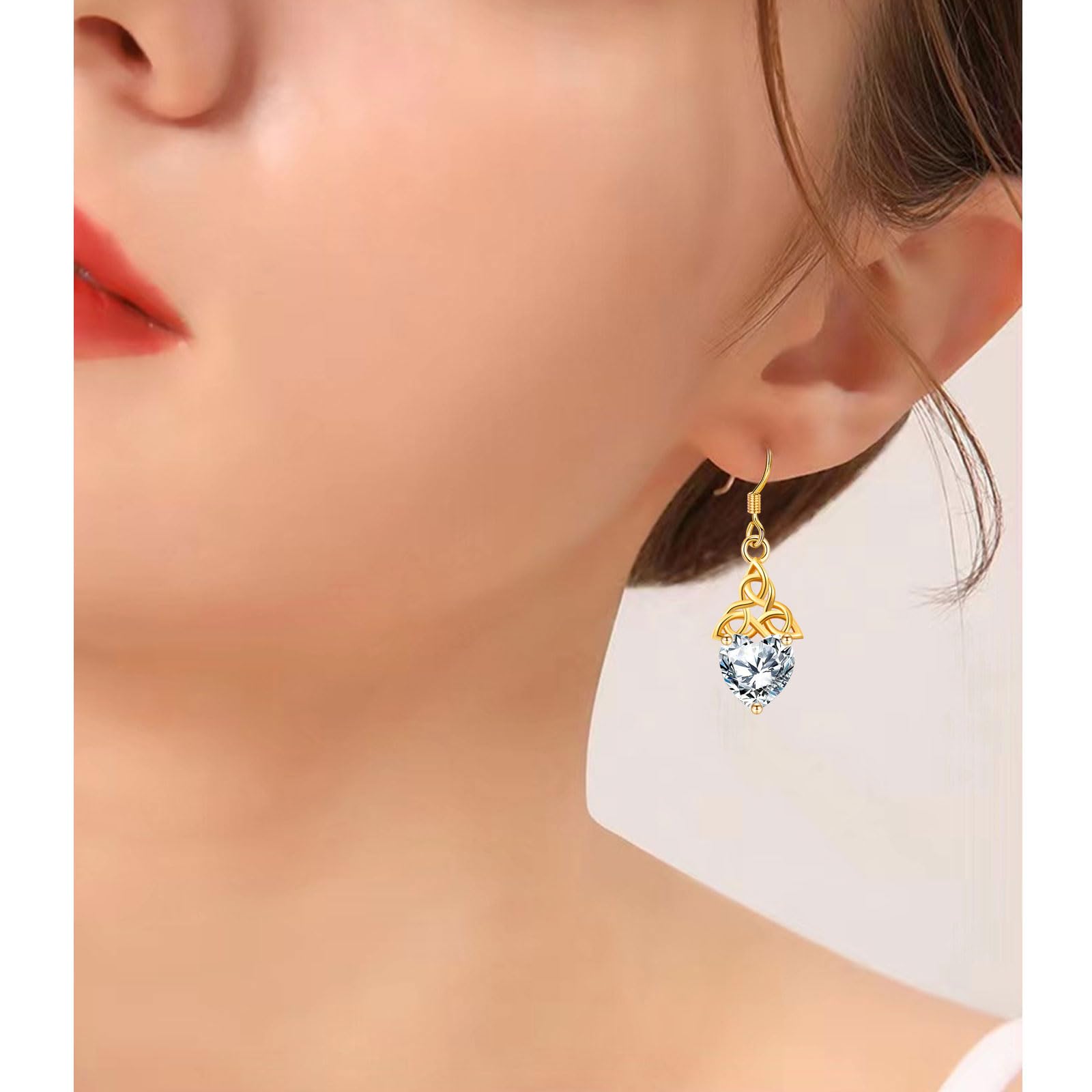 Sterling Silver Drop Earrings for Women - Hypoallergenic Heart Shaped Cubic Zirconia Dangle Earrings | Sensitive Ears Friendly Jewelry | Perfect Gift for Christmas, Anniversary & Special Occasions | Elegant Everyday Wear & Party Accessories