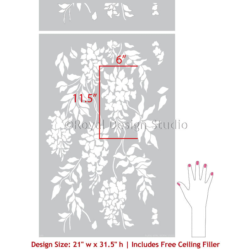 Wisteria Arbor Vine Wall Stencil - Decorative Floral Wall Painting Template for DIY Home Decor, Living Room & Bedroom Accent