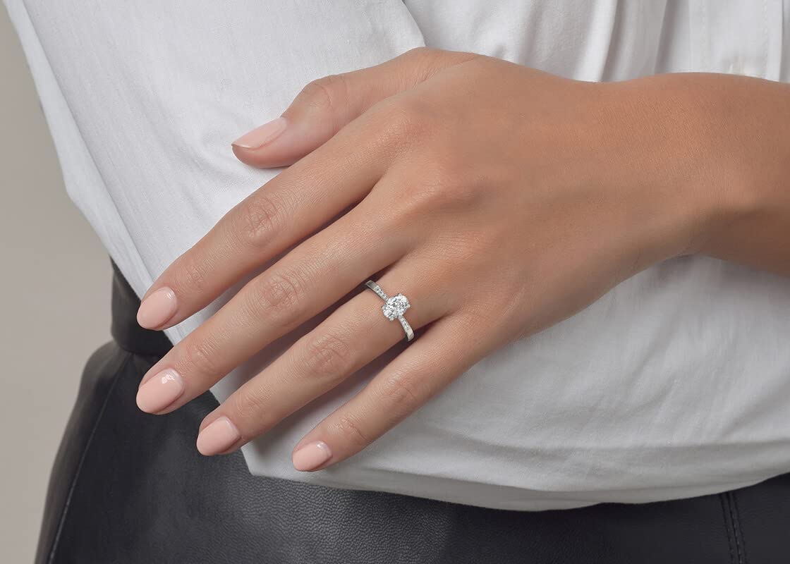 1.0/2.0/3.0 CT Moissanite Oval Engagement Ring for Women - 18K Gold Plated Silver, White Gold, Rose Gold & Yellow Gold with Free Engraving | Wedding Proposal, Anniversary Gift, Bridal Jewelry