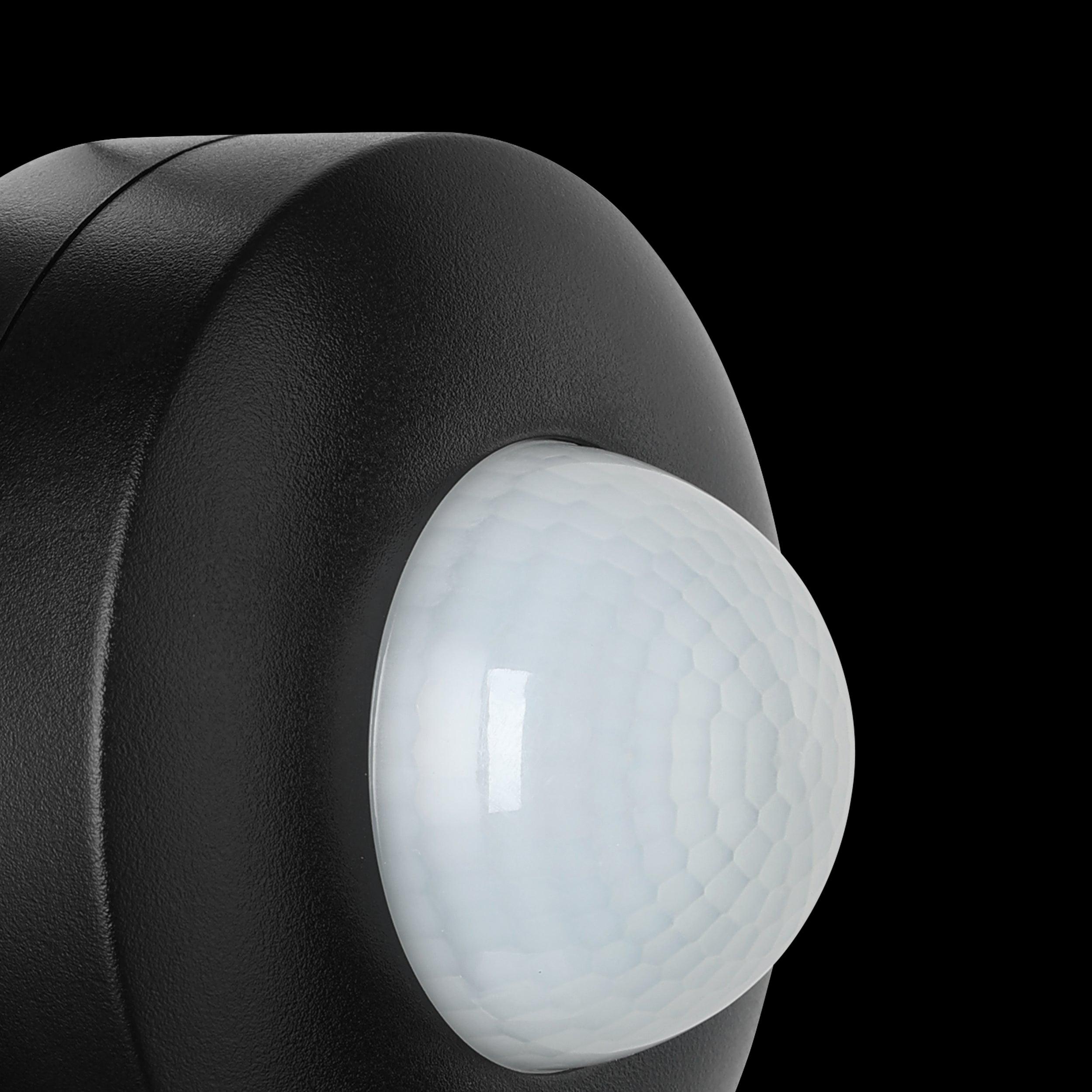 Eglo Detect Me 6 IP44 Black Round PIR Motion Sensor Light - Outdoor Security Lighting for Porch, Garage & Garden