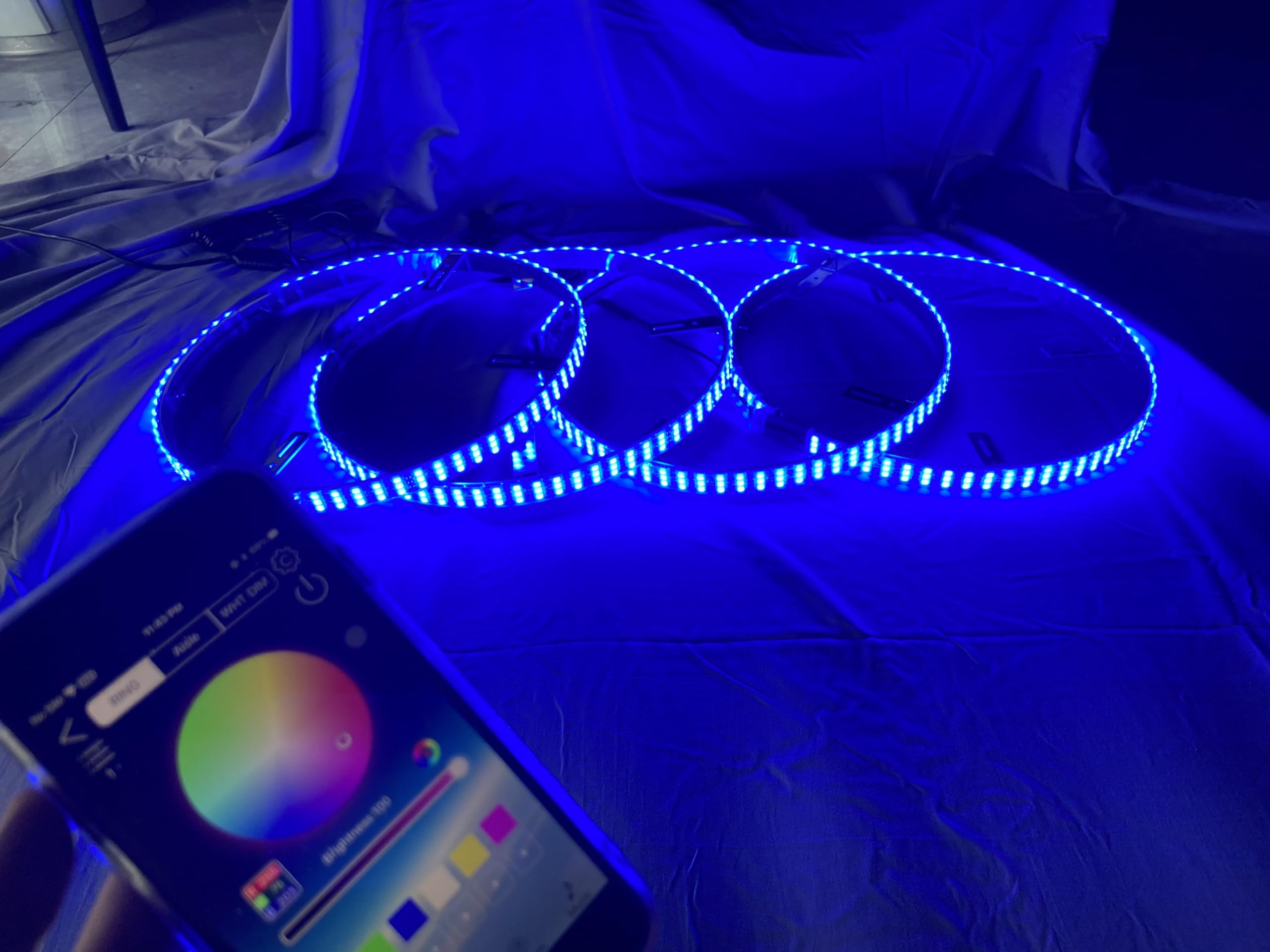 Bluetooth & Remote Control Triple Row LED Wheel Rim Lights - 4PCS 15.5