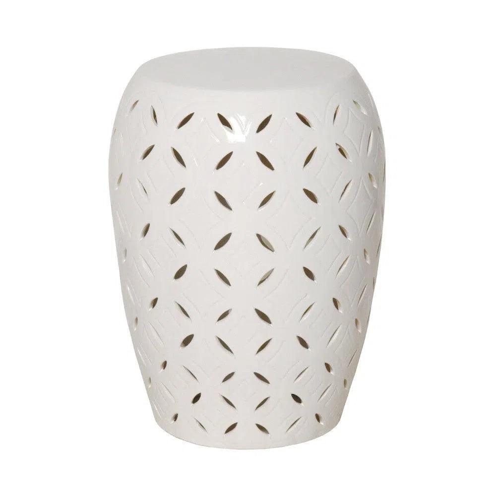 21 Inch Decorative Lattice Garden Stool - Outdoor Patio Furniture for Garden, Porch, and Poolside Decor