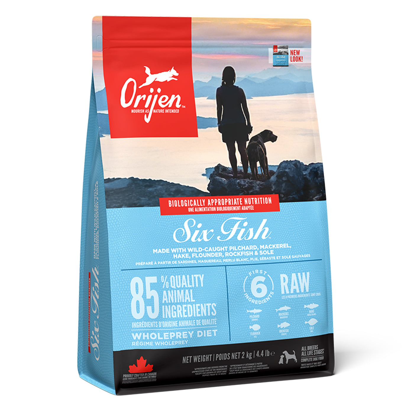 ORIJEN Premium 6 Fish Dry Dog Food - High Protein Grain-Free Recipe for Adult Dogs - Perfect for Active & Sensitive Dogs - Ideal for Daily Meals & Training Treats