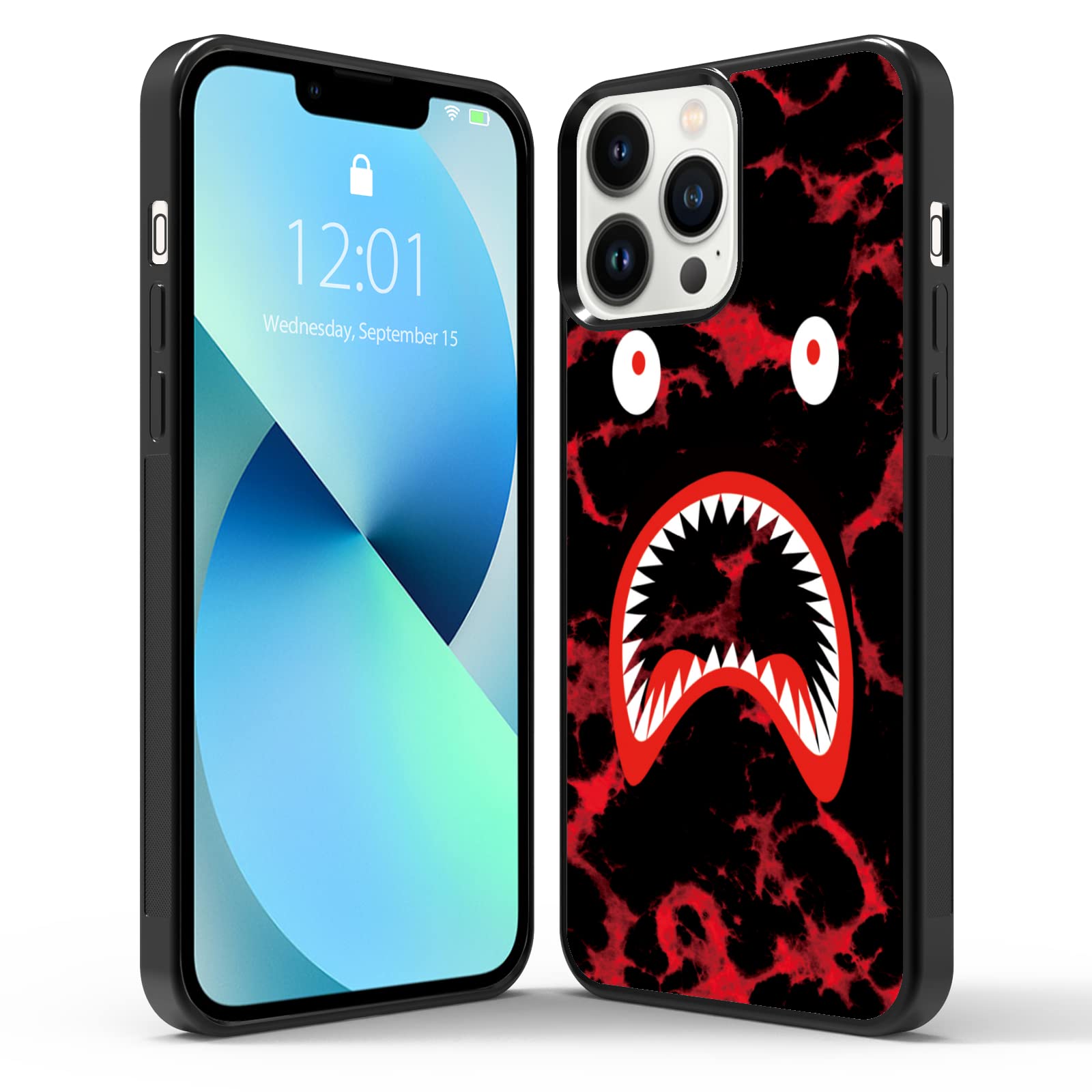 FANXI Marble Shockproof Protective Phone Case for iPhone 13 Pro Max (6.7 Inch) - Trendy Bape Design Cute Cool Cover for Men Women Boys Girls (Red/Black) | Perfect for Daily Use, Travel & Gift Giving