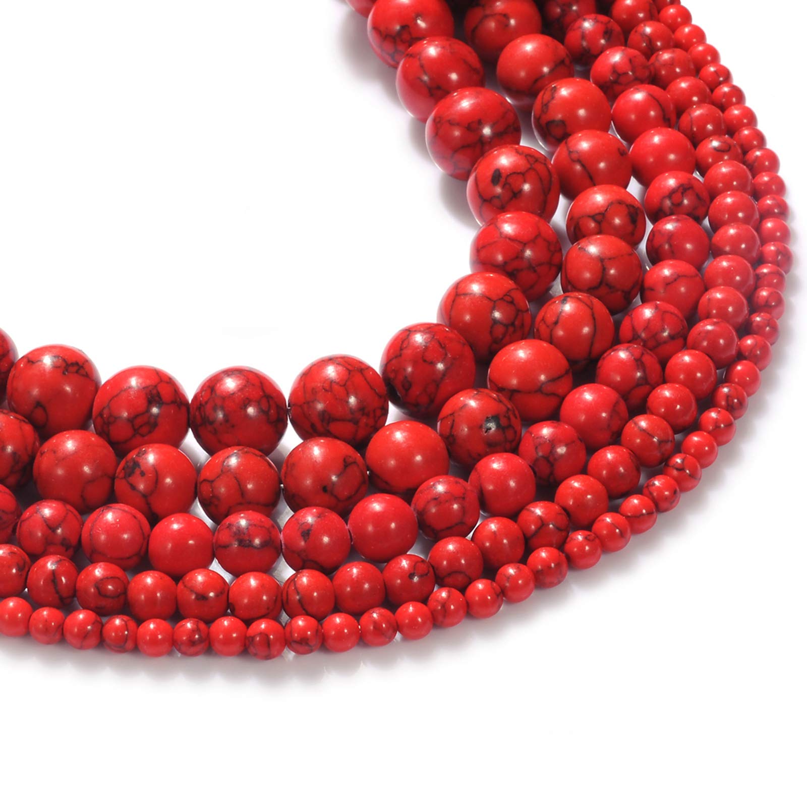 12mm Red Turquoise Beads - Round Smooth Gemstone Beads for Jewelry Making, DIY Crafts, Good Luck Charms - Perfect for Necklaces, Bracelets & Gift Giving (12mm)