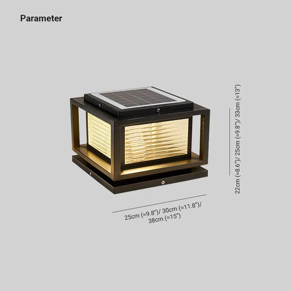 Textured Glass Rectangular Solar Outdoor Pillar Lights - Waterproof LED Landscape Lighting for Garden, Pathway, Driveway, Patio, and Yard Decoration