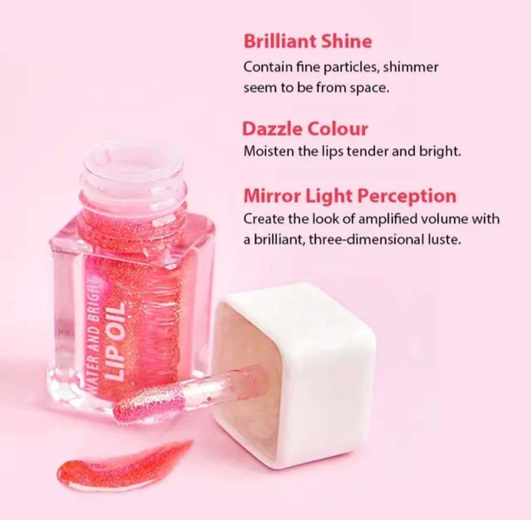 Ashyra Glossy Lip Oil with Shimmery Tint - Hydrating & Shiny Lip Gloss in Pink (Pack of 1) | Perfect for Daily Wear, Date Night & Special Occasions