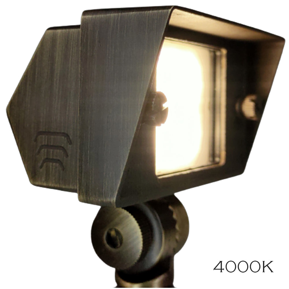 FPBCC04 Cast Brass 3CCT Adjustable 2W 7W Rectangular Built-In LED Flood Light - Low Voltage Outdoor Lighting Fixture for Garden, Pathway, and Landscape Illumination