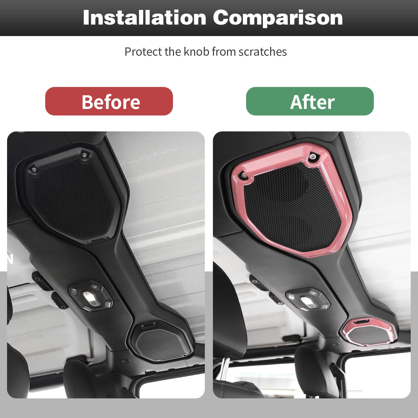 CheroCar A Pillar Speaker Trim Cover, Roof Speaker Audio Trim Cover & Trunk Speaker Cover Ring Kit - Interior Accessories for Jeep Wrangler JL JLU & Gladiator JT (2018-2022) - Pink - Perfect for Car Audio Upgrades & Off-Road Adventures