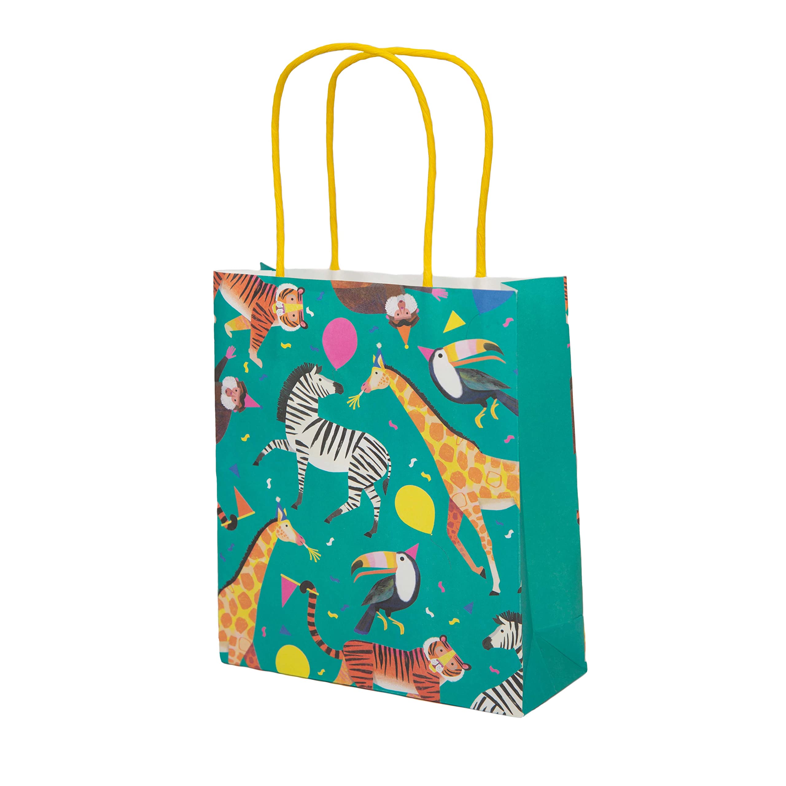 Jungle Safari Zoo Party Supplies - 8 Pack Paper Treat Bags for Birthday Parties | Animal Theme Party Decorations & Goodie Bags for Kids, Baby Showers, School Events