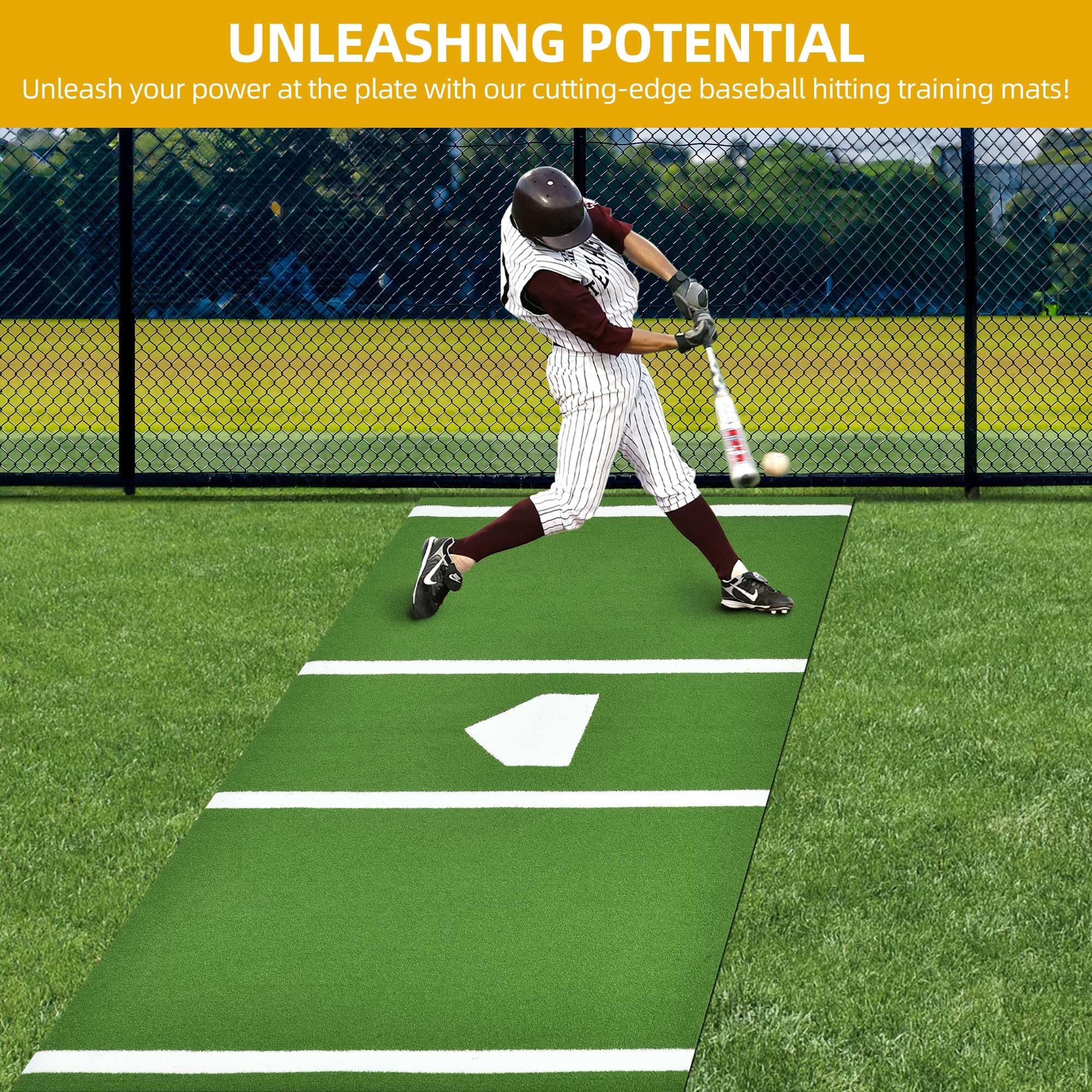 Premium Baseball & Softball Training Mat with Home Plate & Batters Box - Non-Slip Turf Mat with Reinforced Stitching for Indoor/Outdoor Practice, Backyard Drills & Batting Cage Training