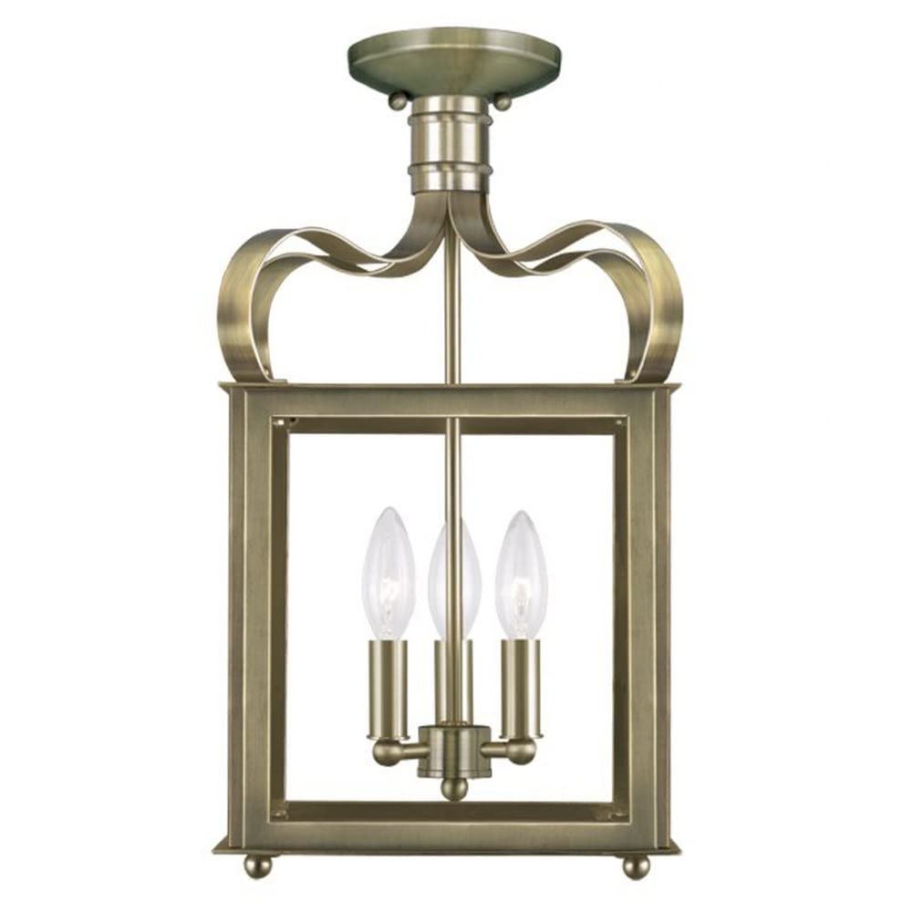 Livex Lighting 4313-91 Garfield 3-Light Convertible Hanging Lantern/Ceiling Fixture, Brushed Nickel 10