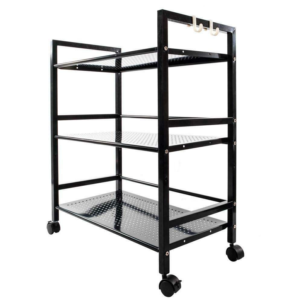 3-Tier Black Fabric Ladder Shelf - Kitchen Pantry Storage Organizer, Utility Cart for Bathroom, Bedroom, Office - Decorative Shelving for Home Decor
