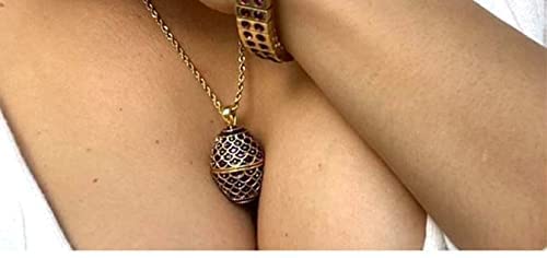 24K Gold Purple Faberge Egg Pendant Necklace & Bracelet Set - 1.5