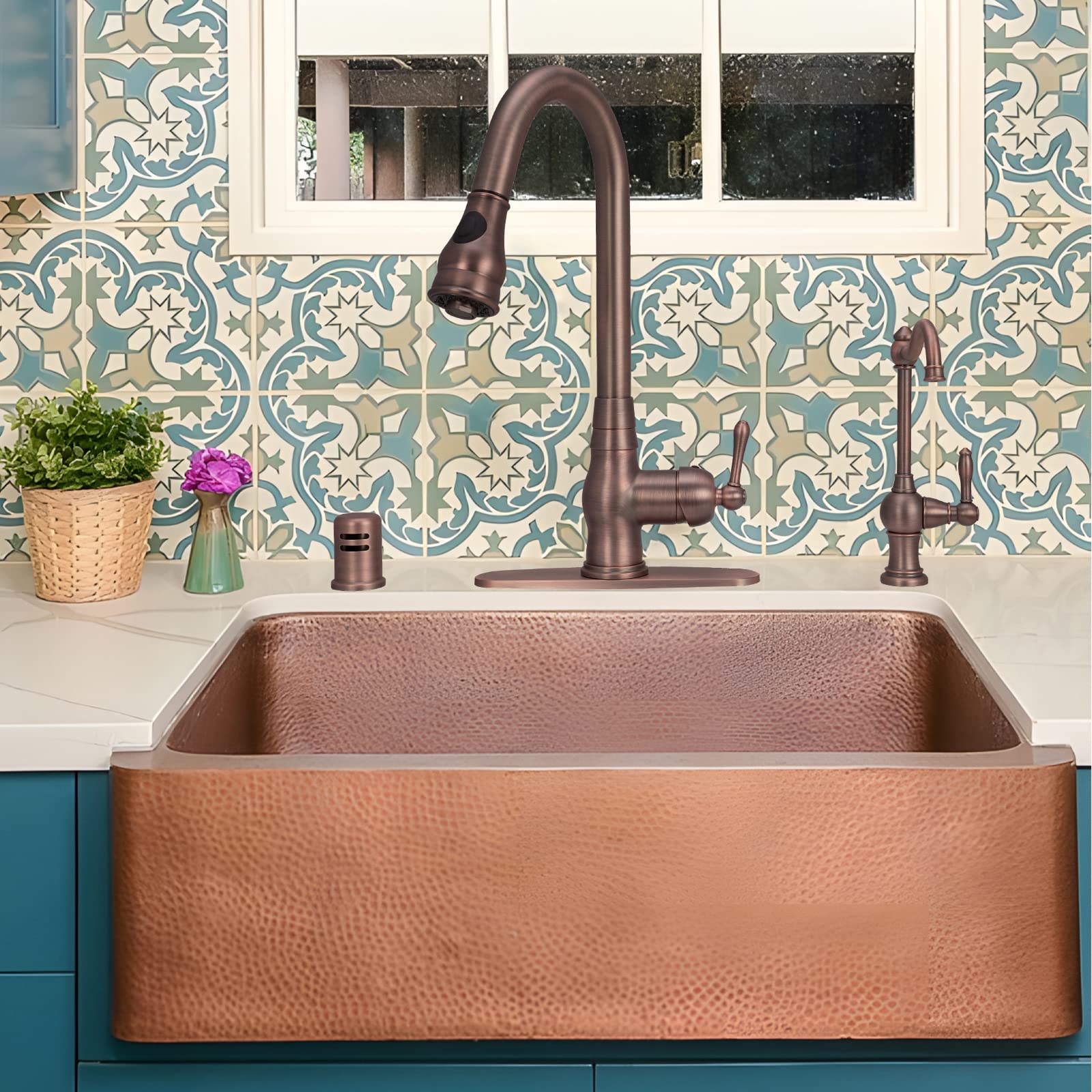 Akicon Single Handle Drinking Water Filter Faucet - Cold Water Purification System in American Bronze Finish | Perfect for Kitchen Sink, RV, and Office Use