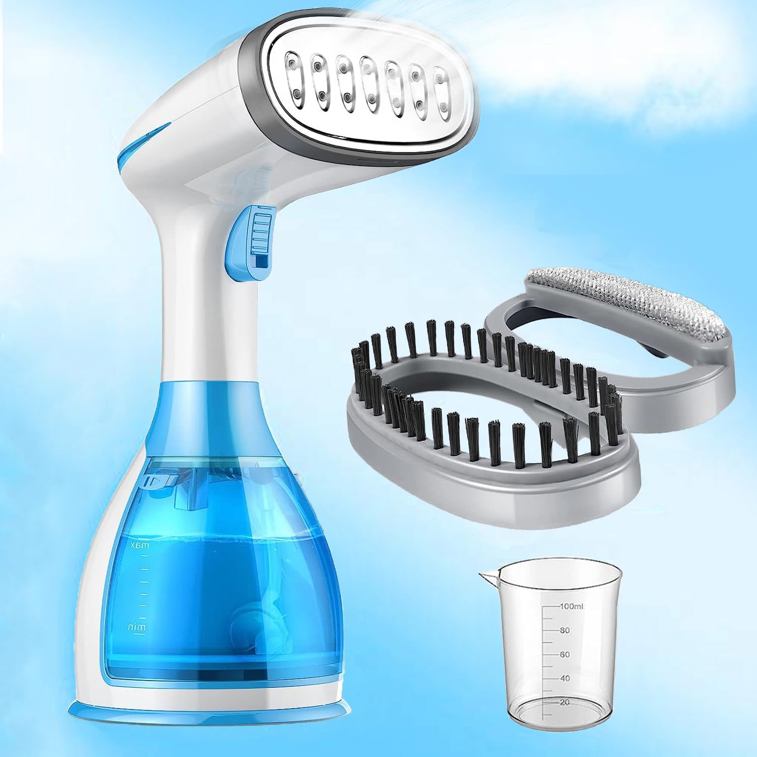 Powerful Handheld Steamer for Clothes - Portable Travel Garment Steamer with 20-Second Fast Heat-Up, 280ml Detachable Water Tank - Wrinkle Remover for Fabric & Clothing - Perfect for Home, Travel, and Office Use (Blue)