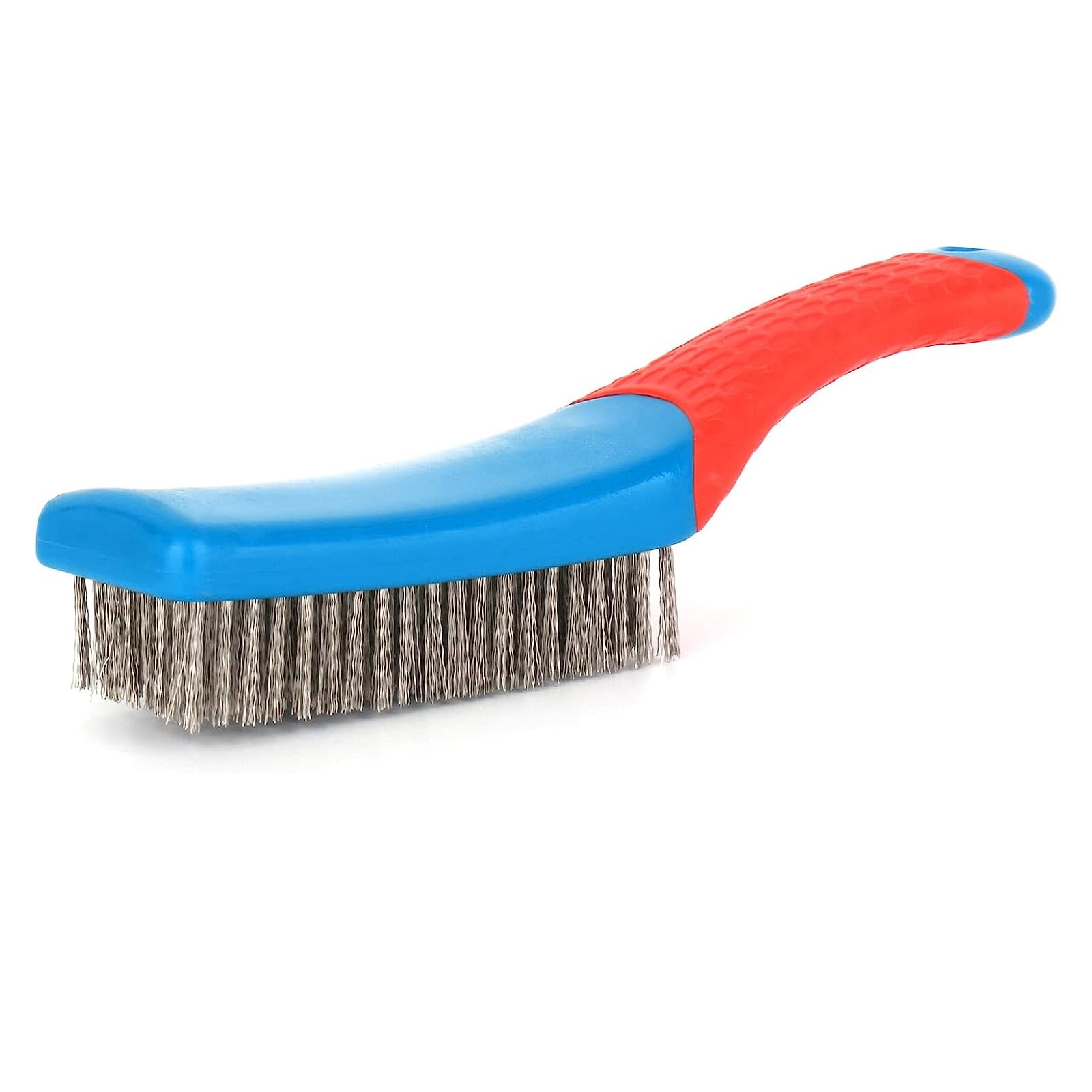 Heavy Duty Stainless Steel Wire Brush for Metal Rust & Paint Removal - Durable Rubber Grip Handle - Ideal for Auto Repair, Welding Cleanup & DIY Metalworking Projects