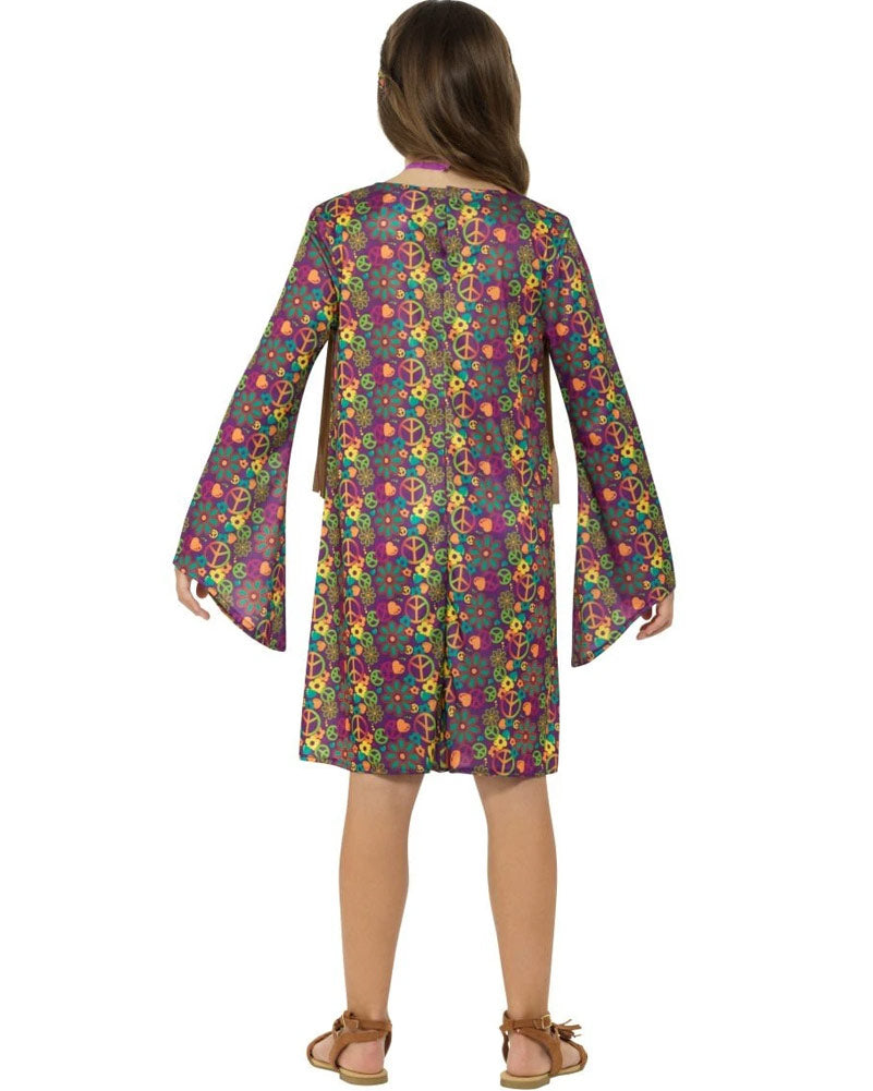 60s Flower Hippie Girls Costume - Vintage 1960s Hippie Outfit for Women & Teens - Perfect for Halloween, Theme Parties & Music Festivals