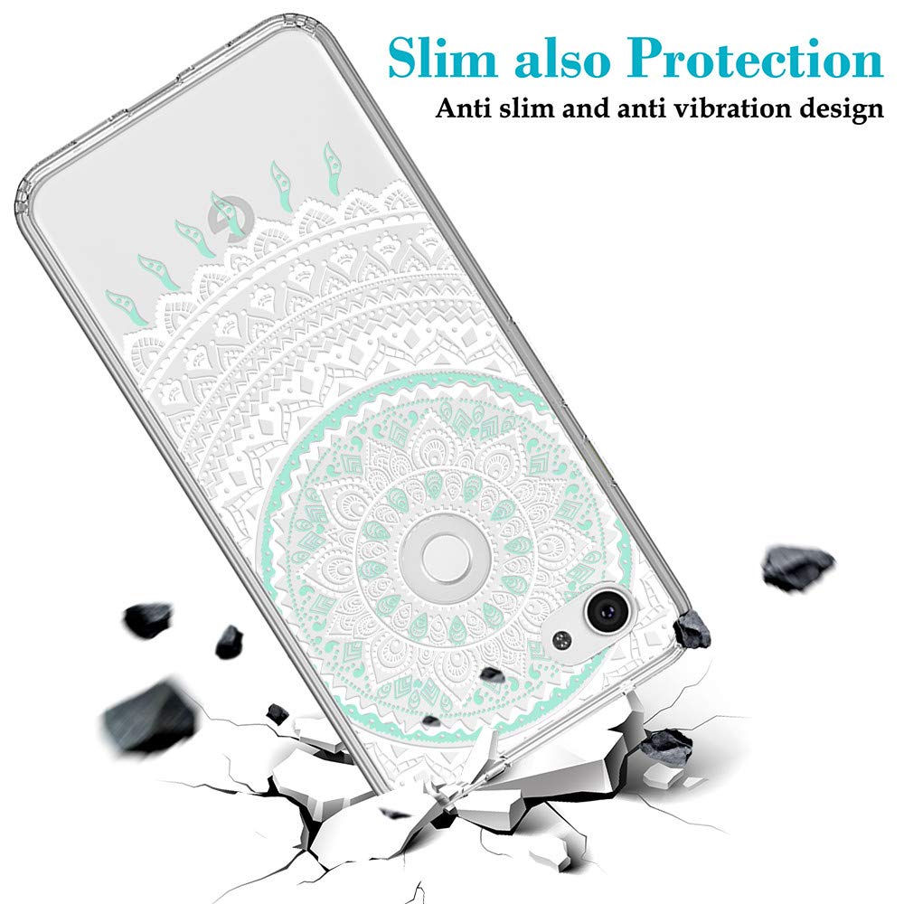 Google Pixel 3a XL Case - Clear Hard Plastic Back with TPU Bumper Protective Cover | Shockproof & Scratch Resistant | Green Floral Design | Perfect for Everyday Use, Travel & Outdoor Activities