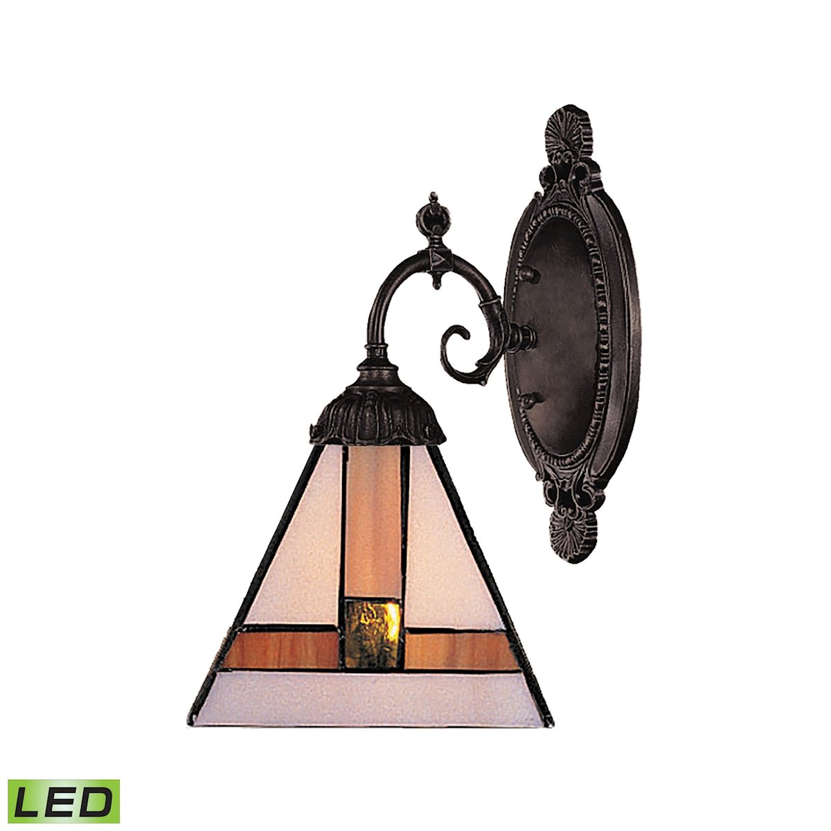 Mix-N-Match 1-Light Tiffany Bronze Wall Sconce with Stained Glass Shade & Included LED Bulb - Perfect for Bedroom, Living Room, or Hallway Lighting Decor