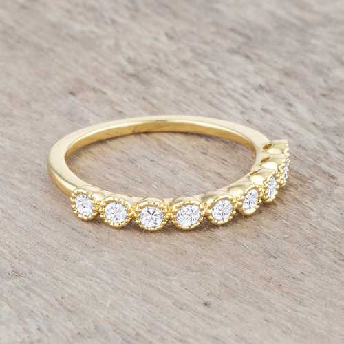 0.27ct CZ 14k Gold Delicate Wedding Band Ring - Elegant Stackable Ring for Women, Perfect for Engagement, Anniversary & Everyday Wear
