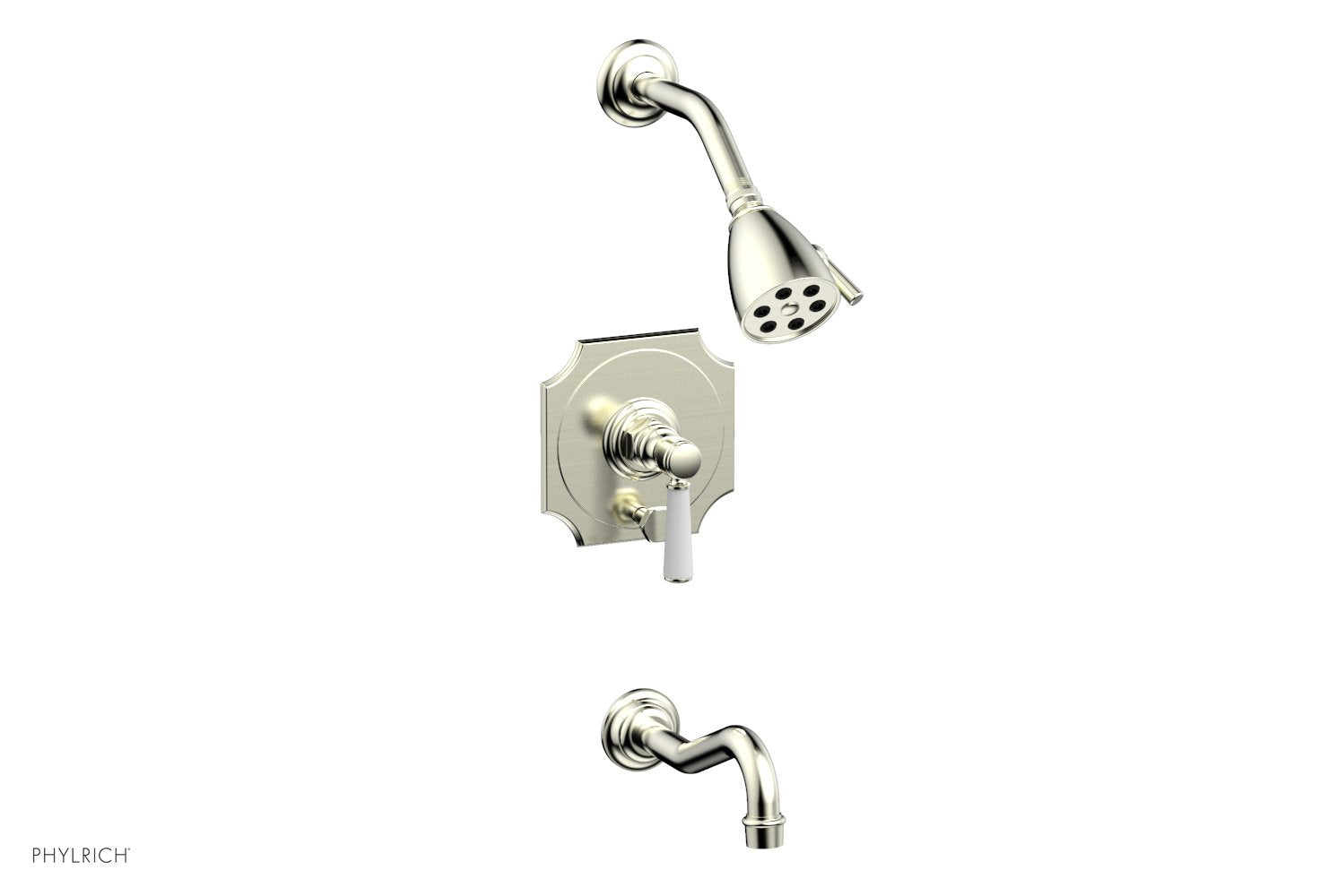 HENRI Pressure Balance Tub and Shower Faucet Set - Satin White Finish with Lever Handle (Model 161-30) for Bathroom & Shower Installation