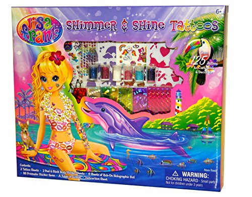 Lisa Frank Shimmer and Shine Temporary Tattoos for Kids - Fun Glittery Body Art Stickers for Parties, Festivals & Playtime