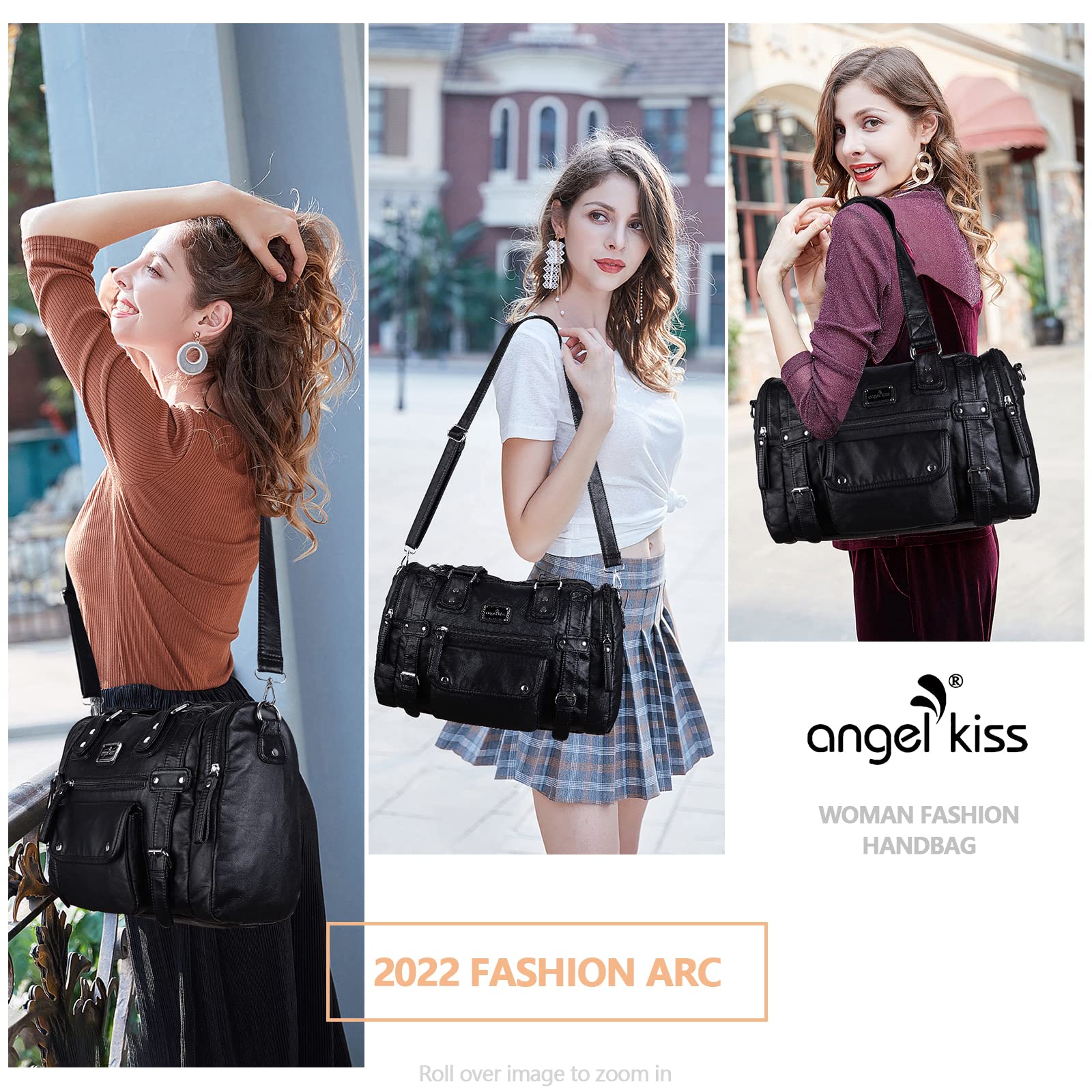 Angelkiss Women's Soft Leather Handbags - Hobo, Satchel, Shoulder & Crossbody Purse for Work, Travel & Everyday Use | Stylish Ladies Tote Bag