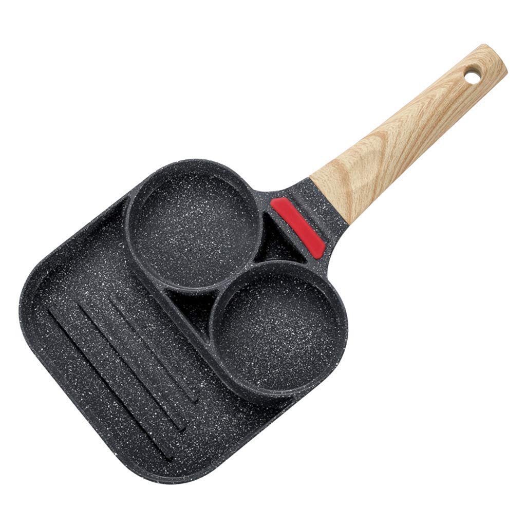 3-Hole Nonstick Omelet Frying Pan for Burgers, Eggs & Ham - Aluminum Alloy Breakfast Maker - Perfect for Cooking Omelets, Pancakes & Fried Eggs - Ideal for Home Kitchen, Camping & Quick Breakfasts