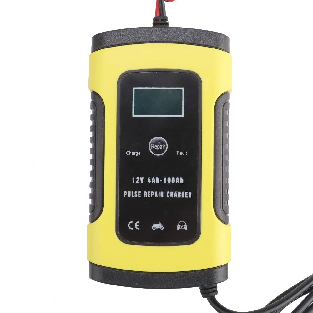 Qiilu 12V 6A Smart Battery Charger for Motorcycle & Car - Portable Pulse Repair Charger with Auto Protection - Perfect for Garage, Roadside Emergencies & Long-Term Battery Maintenance