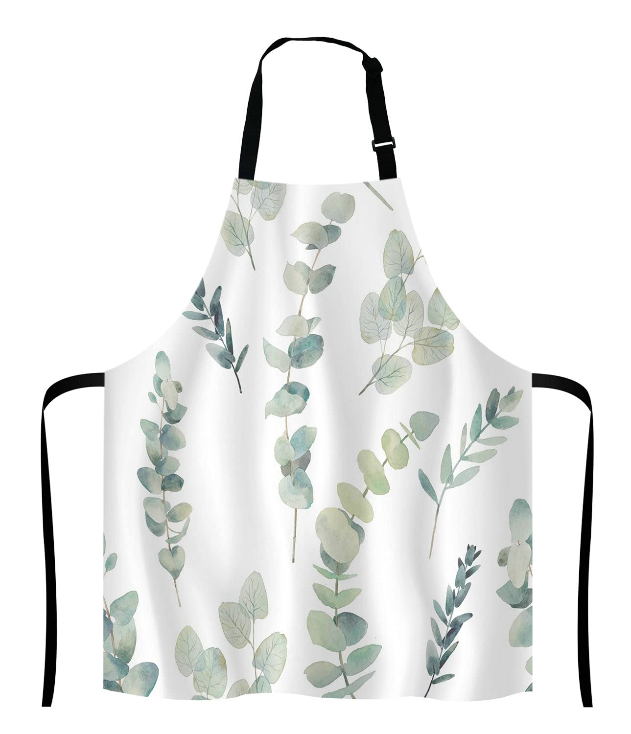 Waterproof Adjustable Bib Apron for Men & Women - Eucalyptus Leaf Print Kitchen Apron for Cooking, Baking, BBQ, Grilling - Perfect for Chefs, Waiters, Bakers & Home Cooks - Ideal for Restaurants, Cafes & Outdoor Barbecues
