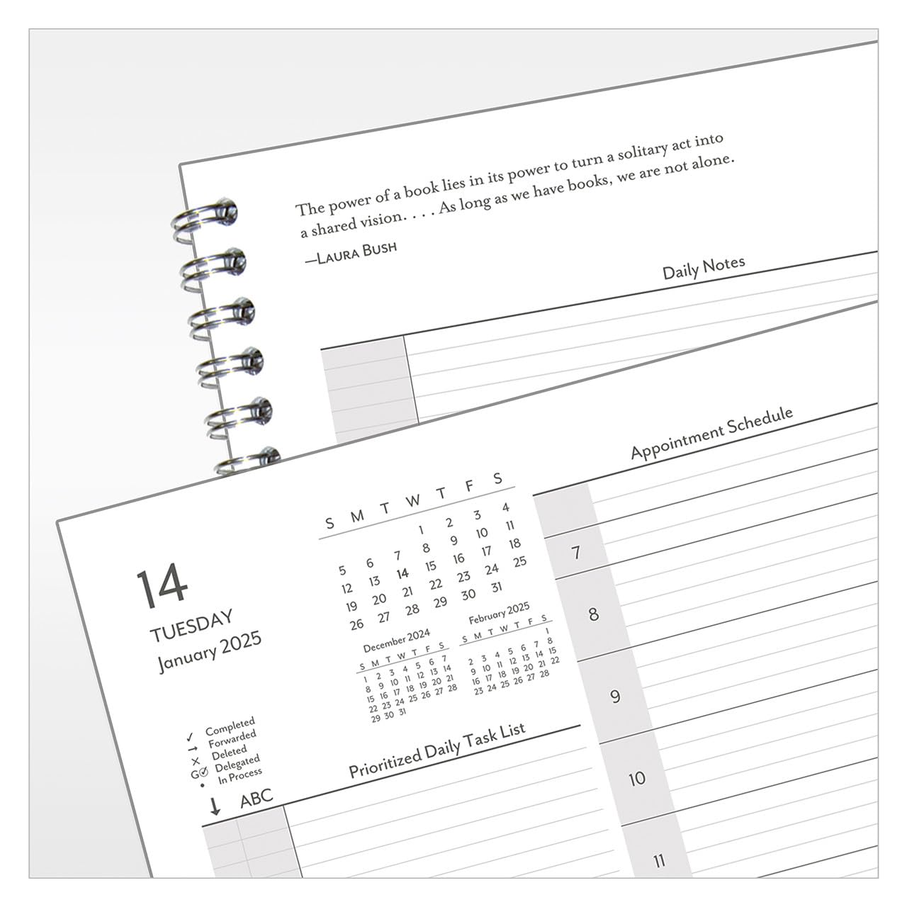 FranklinCovey 2025 Monarch Wire-Bound Planner - 2 Pages Per Day Daily Organizer with Compass Design (January 2025 - December 2025) | Perfect for Business Professionals, Students & Goal Tracking
