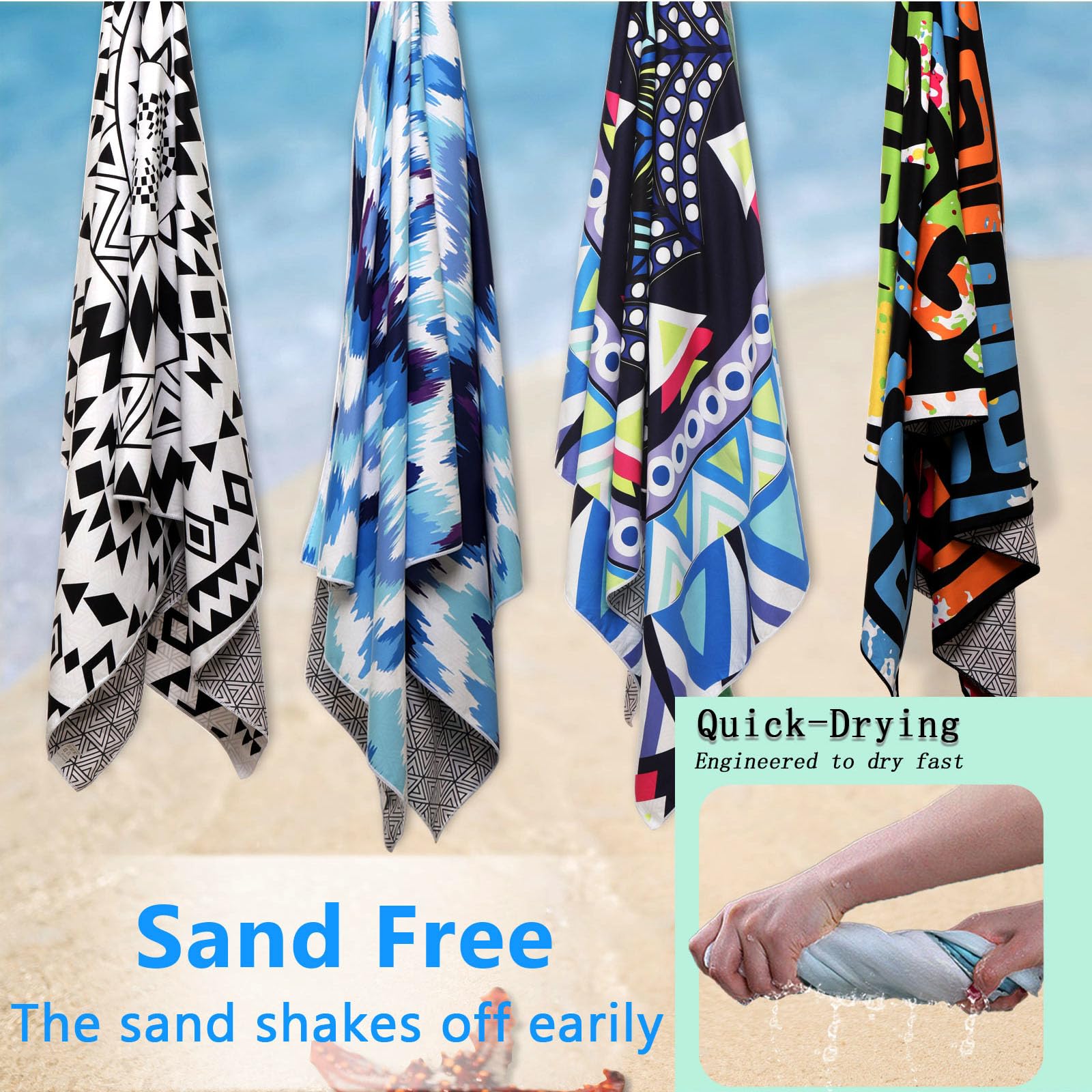 Premium Microfiber Beach Towels 2-Pack - Extra Large 72