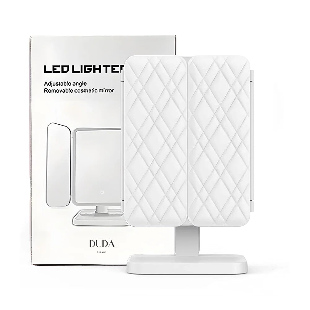 LED Trifold Makeup Mirror with Adjustable Brightness - 360° Rotation Vanity Mirror for Professional Makeup, Skincare & Travel - Perfect for Home, Salon & On-the-Go Beauty Routine