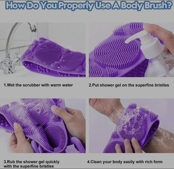Multicolor Silicone Body Scrubber - Soft Bath Brush for Deep Cleaning & Massage, Shower Belt with Dispenser for Men & Women - Perfect Bathroom Accessory