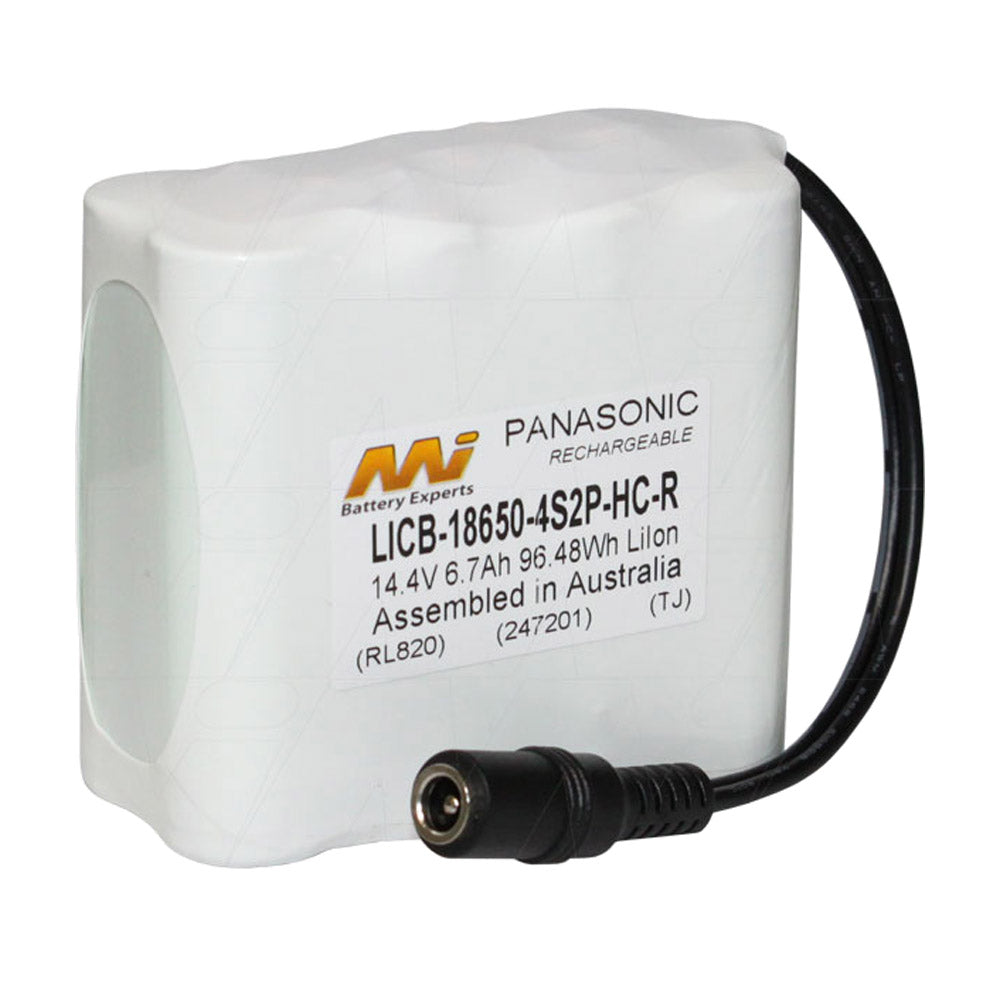 14.4V 6.7Ah High Capacity Lithium Ion Battery with CE180 2.1mm DC Jack - Compatible with Power Tools, Emergency Lights & Portable Electronics